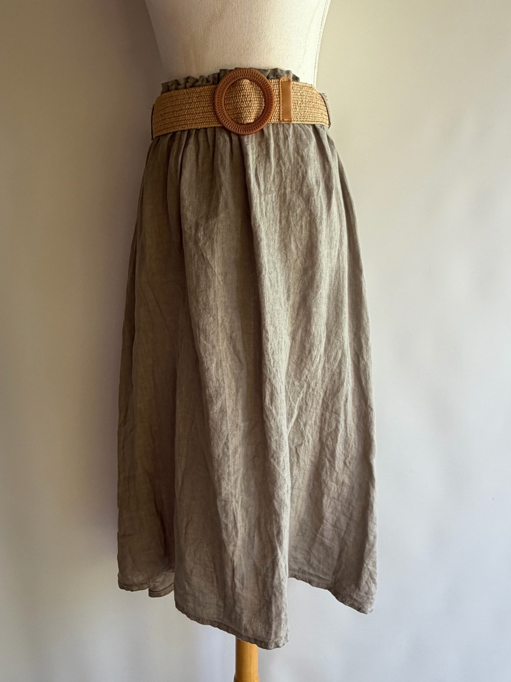 Meo Meli Belted Linen Midi Skirt - O/S